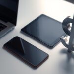a laptop a tablet a phone and dollar sign